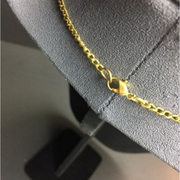 Long Retro Necklace 31 In Gold Chain Black Cube Round Faceted Crystal Classic - Picture 4 of 6